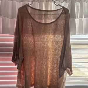 Sheer Gold Oversized Top